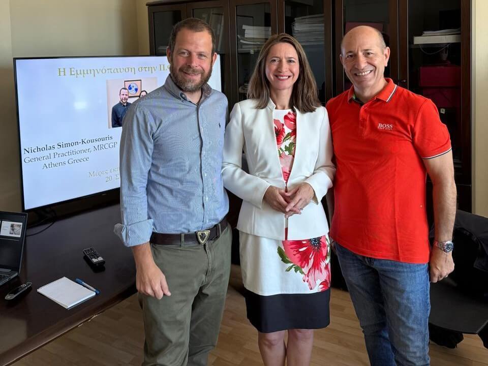 Image right to left: President, ΕΛΕΓΕΙΑ ELEGEIA, Dr Antonis Batikas, Dr Theodora Kalentzi and Dr Nicholas Simon-Kousouris